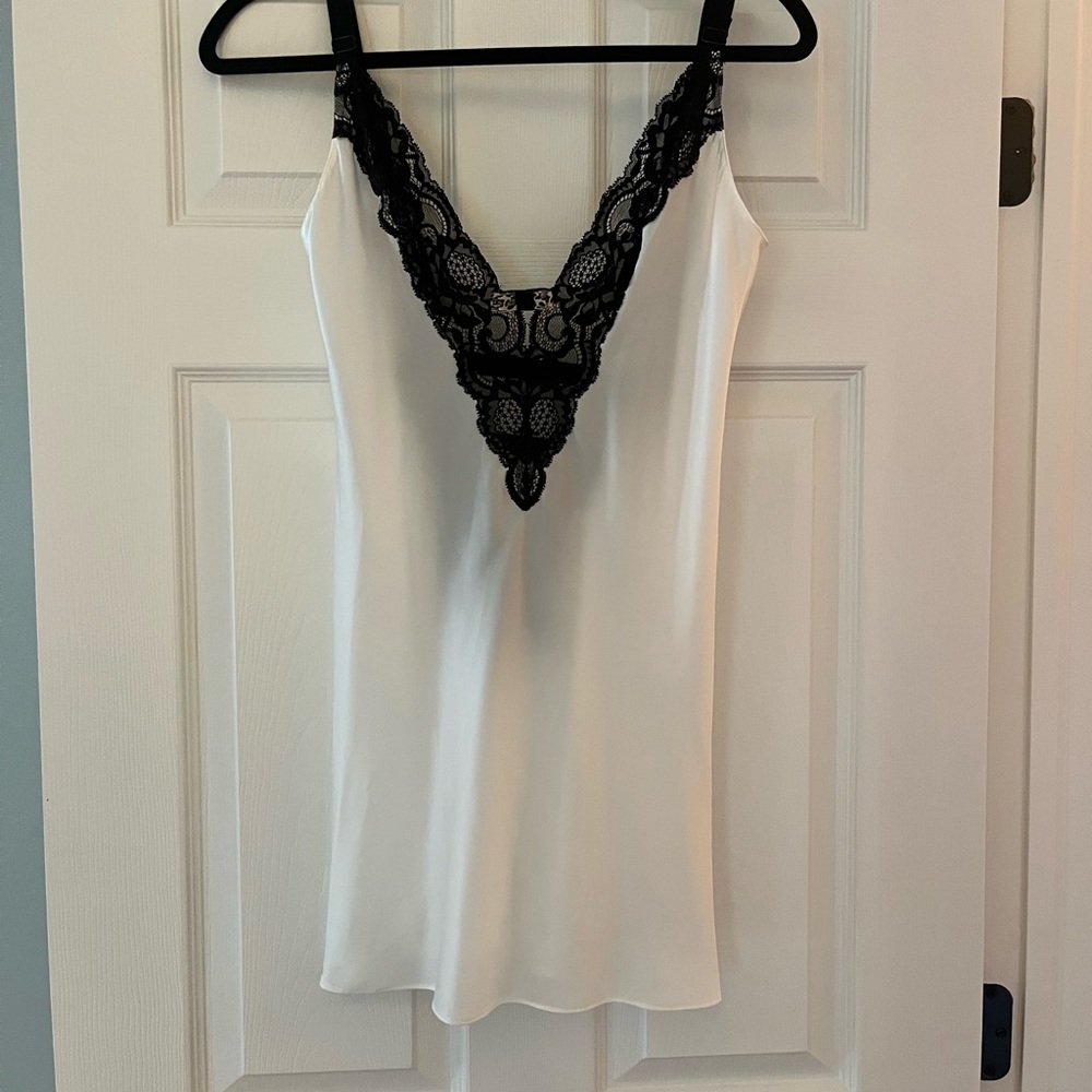 COPY - Victoria’s Secret white satin with black lace trim slip